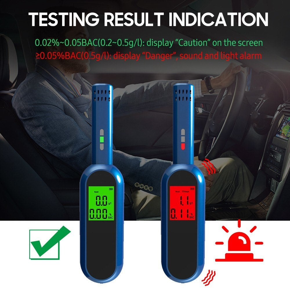 Portable Breath Alcohol Tester with LCD Screen Digital Breathalyzer Blowing Alcohol Tester Handheld Drunk Driving Detection Gauge Battery Powered (No FDA, BPA-Free)