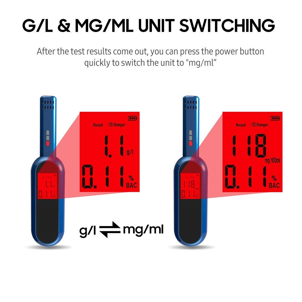 Portable Breath Alcohol Tester with LCD Screen Digital Breathalyzer Blowing Alcohol Tester Handheld Drunk Driving Detection Gauge Battery Powered (No FDA, BPA-Free)