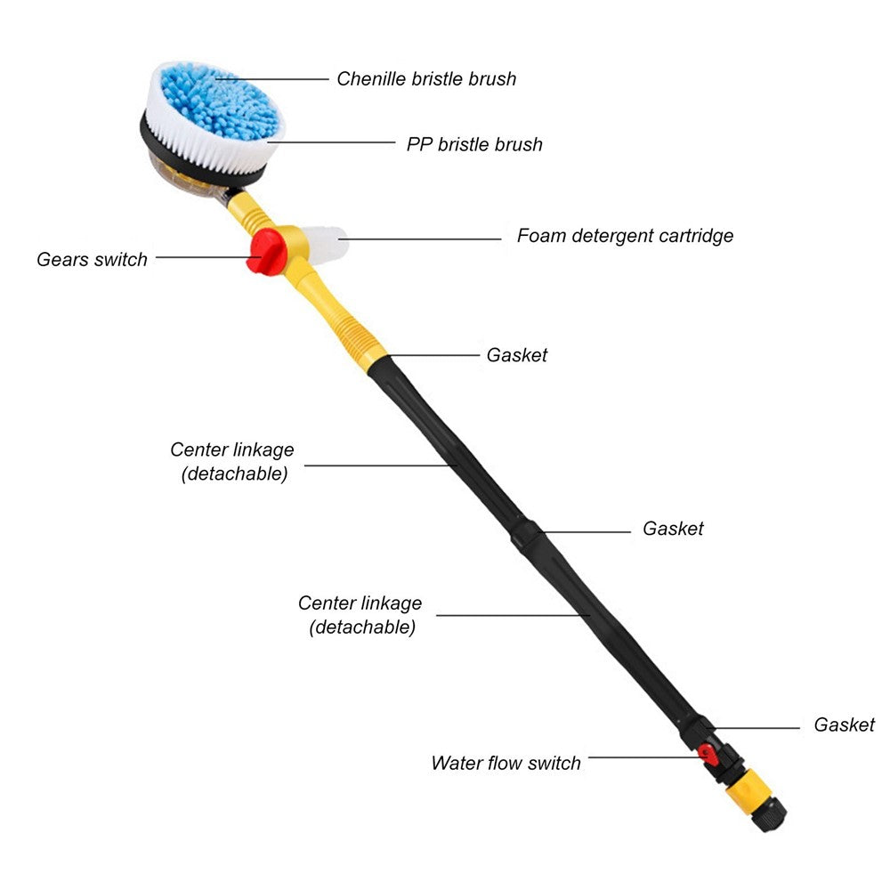 Car Wash Brush High-pressure Foam Car Cleaning Kit 360-degree Spin Car Wash Mop Detachable and Extendable Scrub Brush for Car Home Cleaning and Garden Use