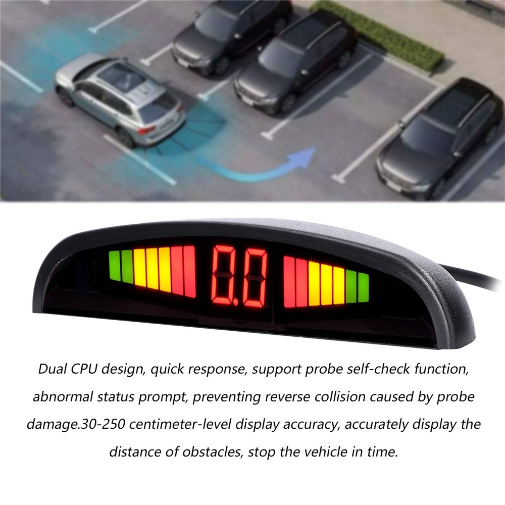 Car Parking Sensor Warning Buzzer Rear Reversing Radar System with 4 Parking Sensors Distance Detection LED Distance Display
