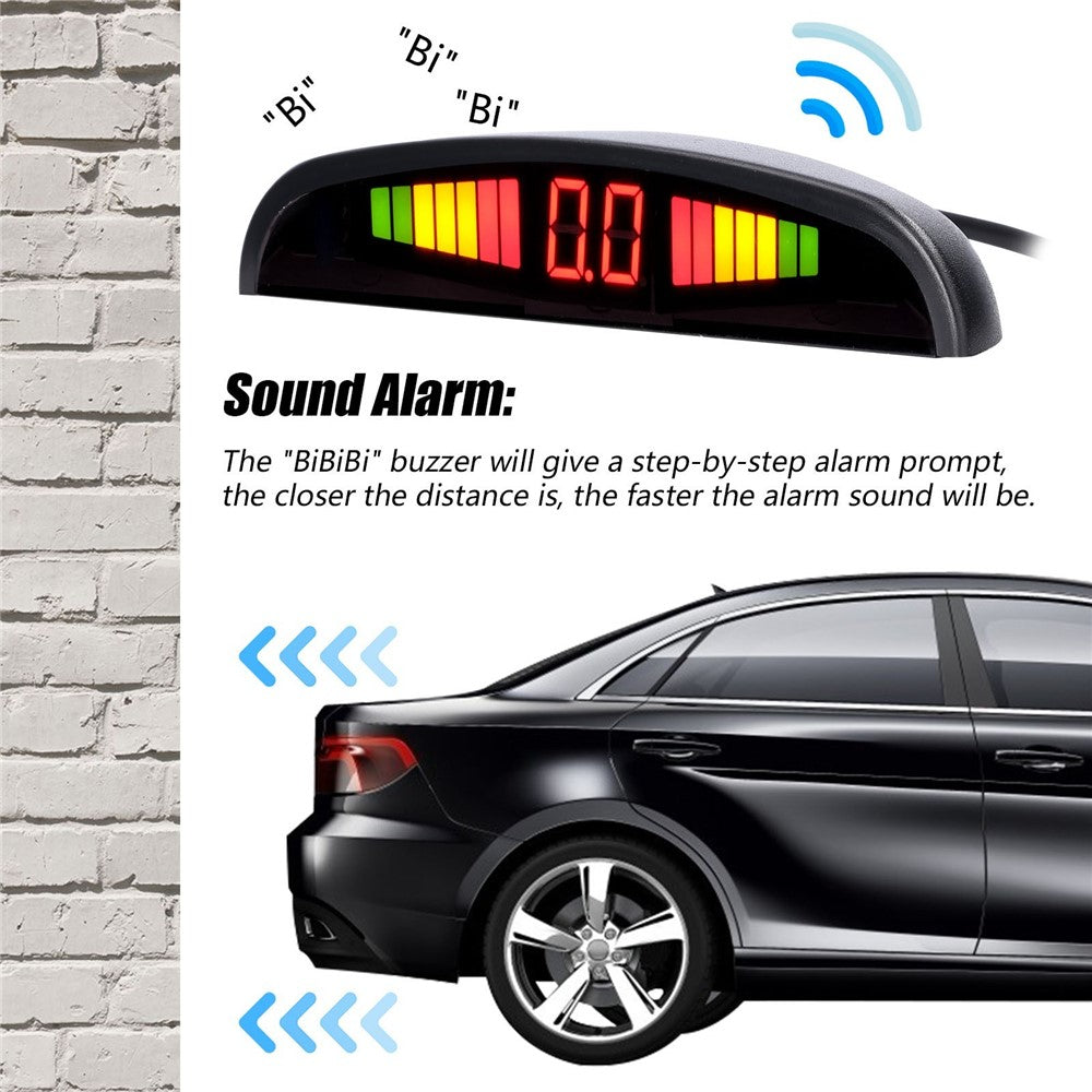 Car Parking Sensor Warning Buzzer Rear Reversing Radar System with 4 Parking Sensors Distance Detection LED Distance Display