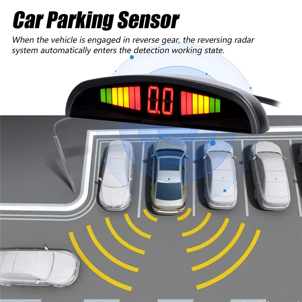Car Parking Sensor Warning Buzzer Rear Reversing Radar System with 4 Parking Sensors Distance Detection LED Distance Display