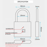 Smart Fingerprint Padlock Small Size Padlock Cabinet Fingerprint Lock Mini Fingerprint Lock