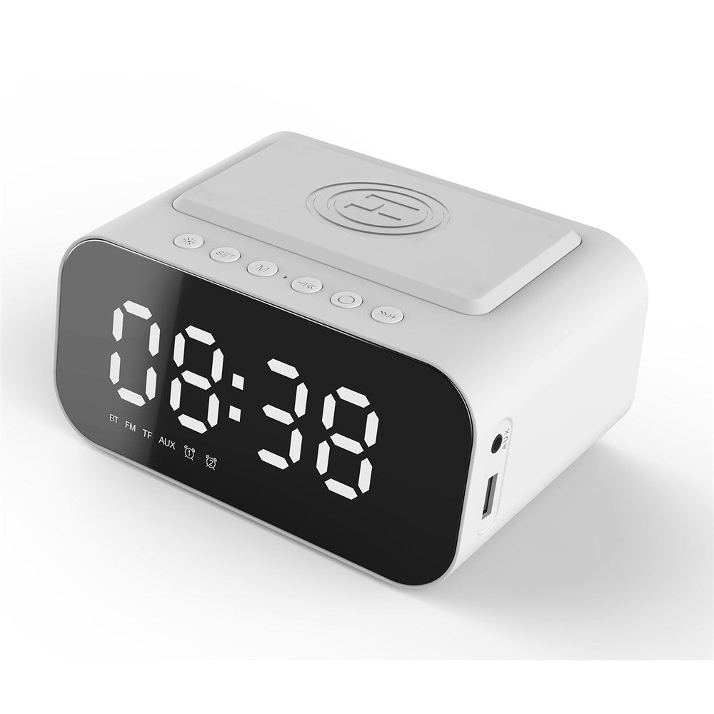 Bluetooth-compatible Speaker Digital Alarm Clock Bedside Wireless Charger Charging Station Bedroom Living Room Kitchen