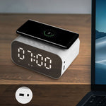 Bluetooth-compatible Speaker Digital Alarm Clock Bedside Wireless Charger Charging Station Bedroom Living Room Kitchen