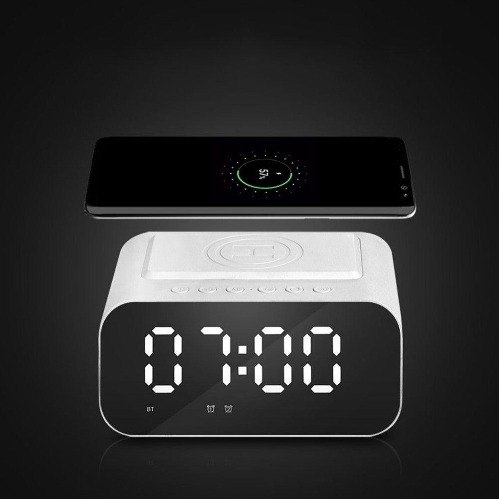 Bluetooth-compatible Speaker Digital Alarm Clock Bedside Wireless Charger Charging Station Bedroom Living Room Kitchen