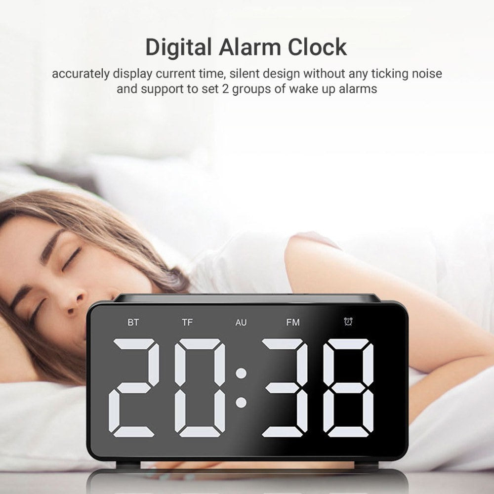 Bluetooth-compatible Speaker Digital Alarm Clock Bedside Wireless Charger Charging Station Bedroom Living Room Kitchen