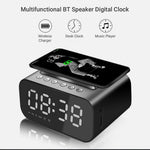 Bluetooth-compatible Speaker Digital Alarm Clock Bedside Wireless Charger Charging Station Bedroom Living Room Kitchen