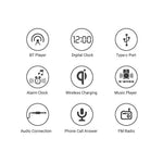 Bluetooth-compatible Speaker Digital Alarm Clock Bedside Wireless Charger Charging Station Bedroom Living Room Kitchen