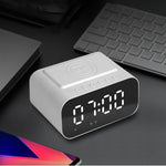 Bluetooth-compatible Speaker Digital Alarm Clock Bedside Wireless Charger Charging Station Bedroom Living Room Kitchen