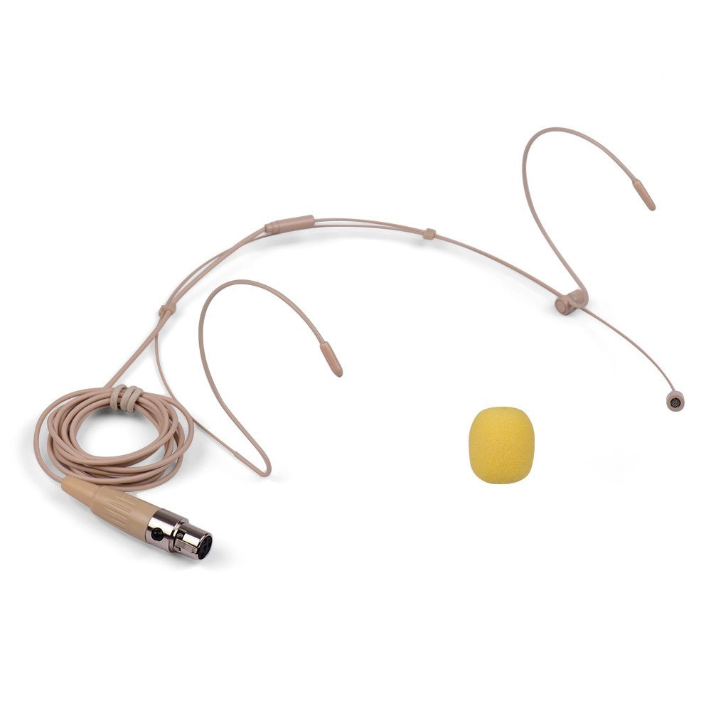 Foldable Headset Microphone Condenser Double Over Ear Earset Headworn Mic 4-pin Mini XLR Plug for Wireless System Bodypack Transmitter
