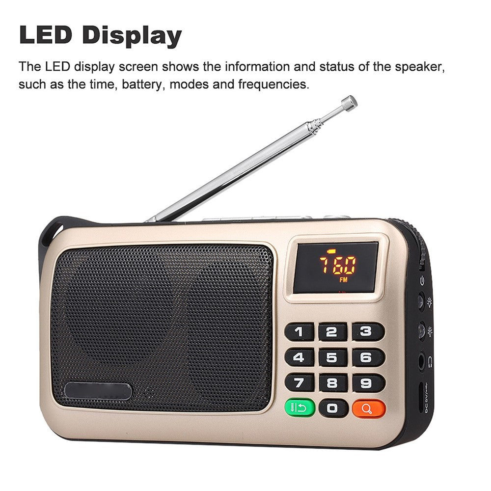 ROLTON W405 FM Digital Radio Portable USB Wired Computer Speaker HiFi Stereo Receiver Support TF Music Play Flashlight