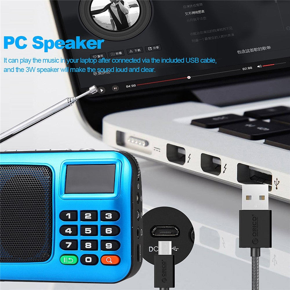 ROLTON W405 FM Digital Radio Portable USB Wired Computer Speaker HiFi Stereo Receiver Support TF Music Play Flashlight